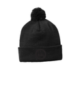 Tone on Tone Embroidered Solid Pom Pom Beanie