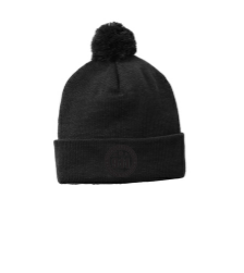 Tone on Tone Embroidered Solid Pom Pom Beanie