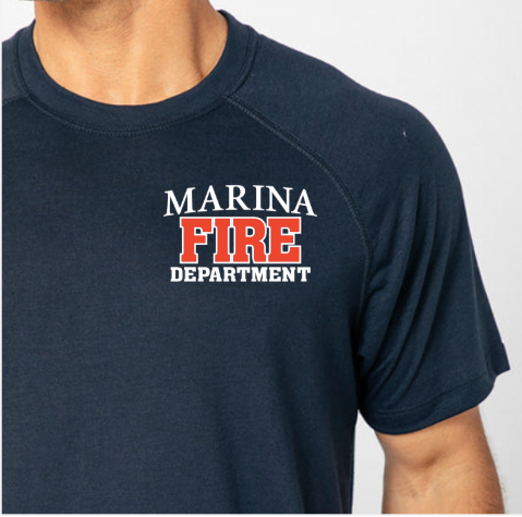 Marina Fire Department Navy Fr Ss Mens Performance Shirt Raglan Sleeve