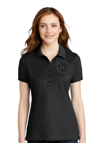 911 Tone On Tone Embroidered Ladies Stretch Pique Polo