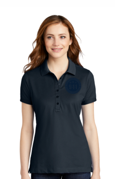 911 Tone On Tone Embroidered Ladies Stretch Pique Polo