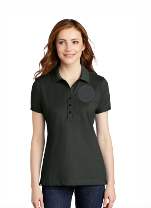 911 Tone On Tone Embroidered Ladies Stretch Pique Polo