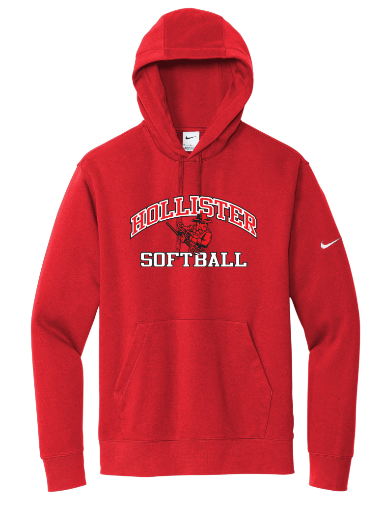 Hollister High School Softball Nike Club Fleece Sleeve Swoosh Pullover Hoodie