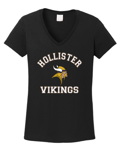 LADIES- Hollister Vikings 100% Cotton V-Neck Tee