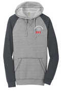 911 Screen Print Front & Back- District Mens Lightweight Fleece Raglan Hoodie