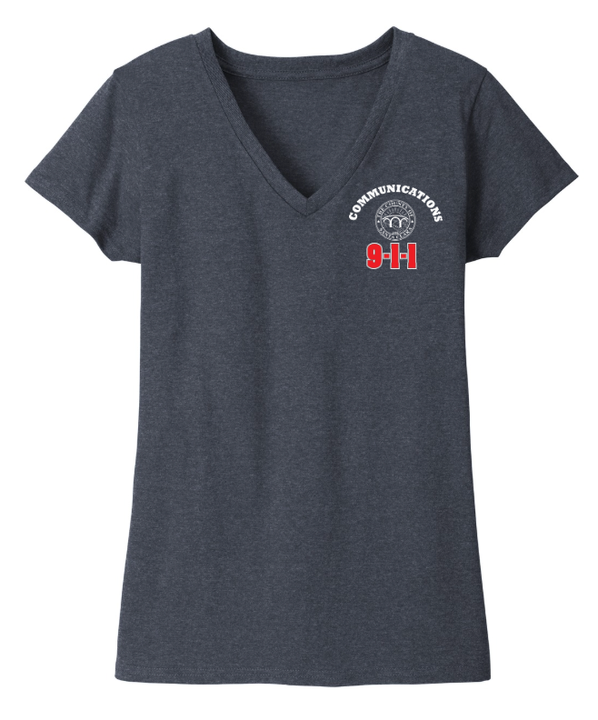 911 Screen Print Front & Back- District Women's Re-Tee V-Neck