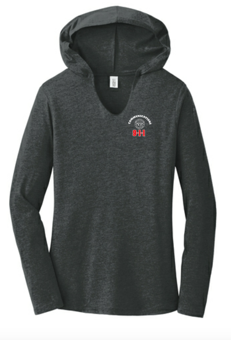 911 Screen Print Front & Back- District Made Ladies Perfect Tri Long Sleeve Hoodie