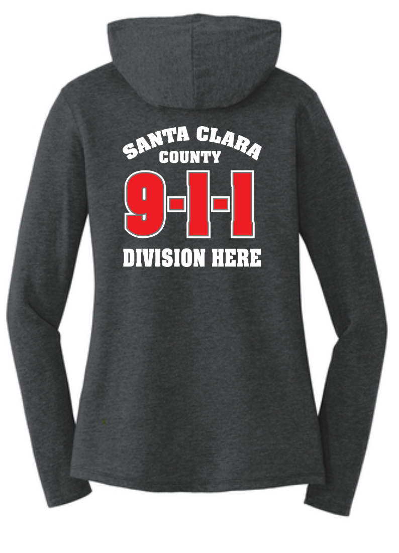911 Screen Print Front & Back- District Made Ladies Perfect Tri Long Sleeve Hoodie