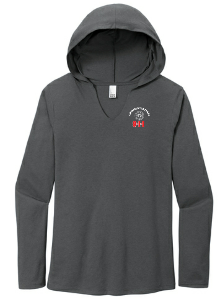 911 Screen Print Front & Back- District Made Ladies Perfect Tri Long Sleeve Hoodie