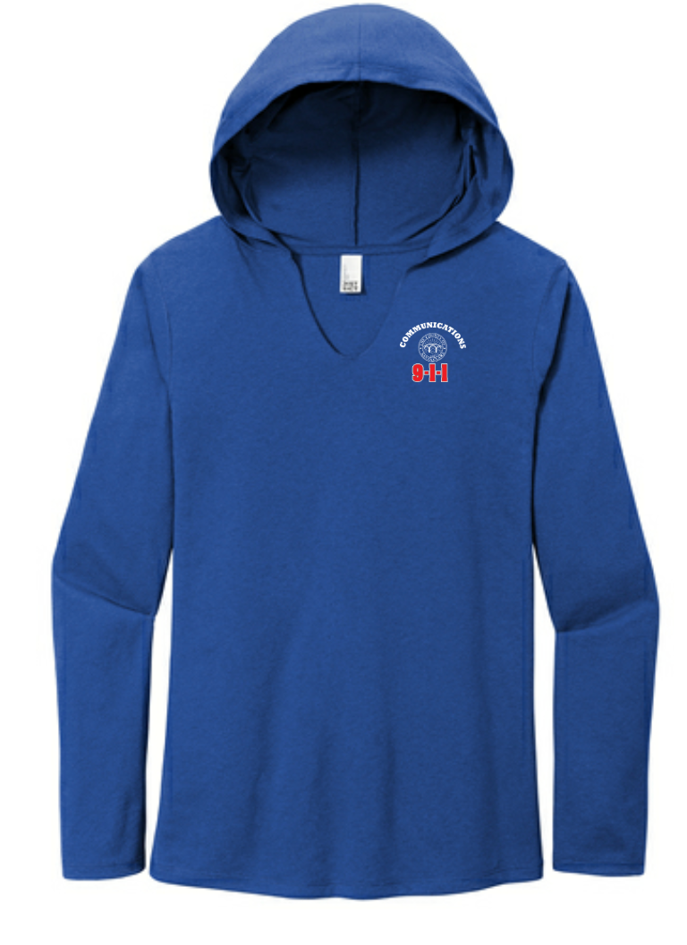 911 Screen Print Front & Back- District Made Ladies Perfect Tri Long Sleeve Hoodie
