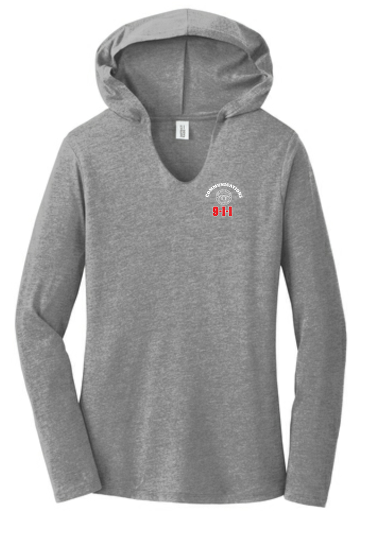 911 Screen Print Front & Back- District Made Ladies Perfect Tri Long Sleeve Hoodie