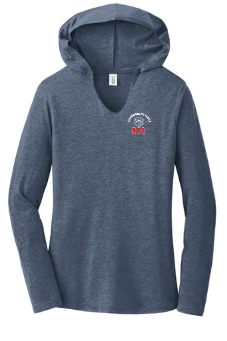 911 Screen Print Front & Back- District Made Ladies Perfect Tri Long Sleeve Hoodie