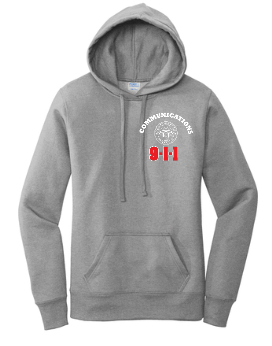 911 Screen Print Front & Back- Ladies Hooded Sweatshirt