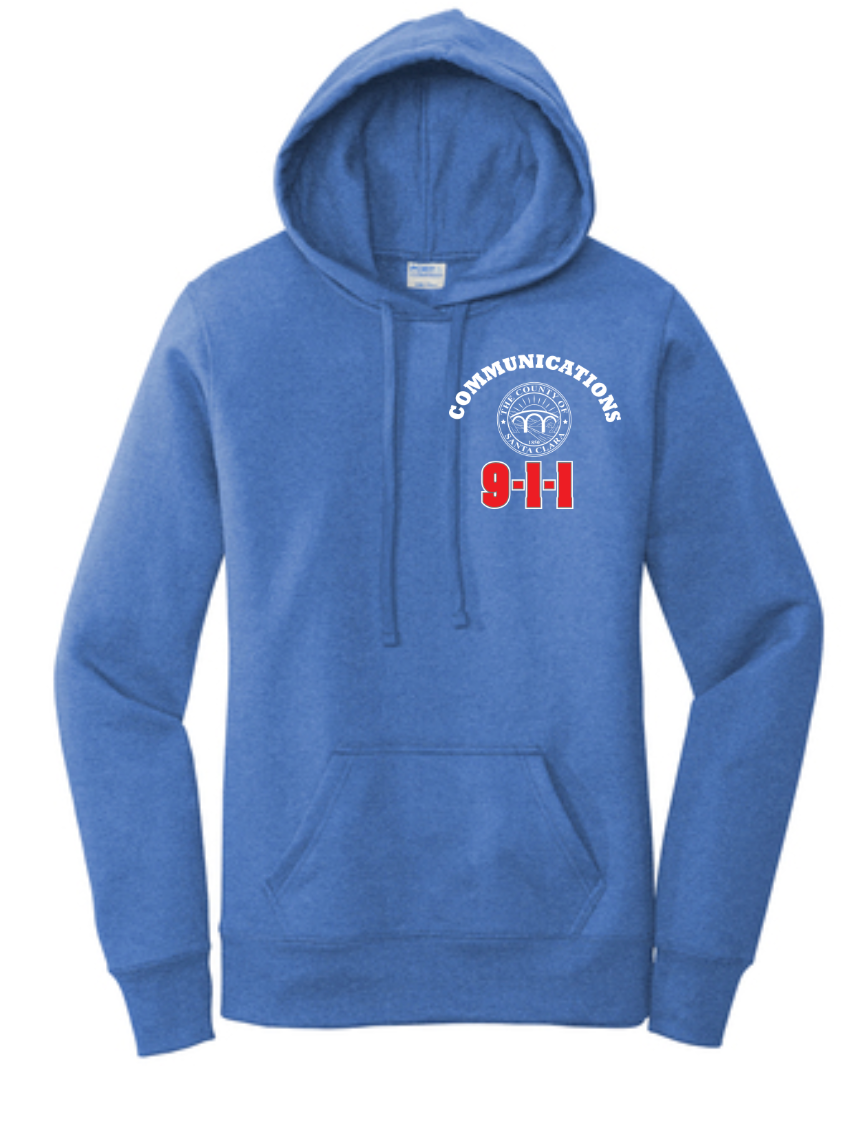 911 Screen Print Front & Back- Ladies Hooded Sweatshirt