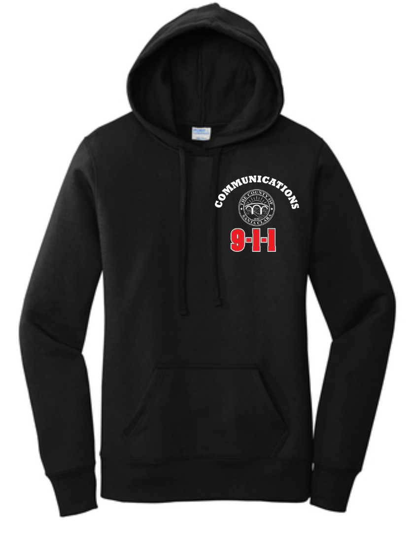 911 Screen Print Front & Back- Ladies Hooded Sweatshirt