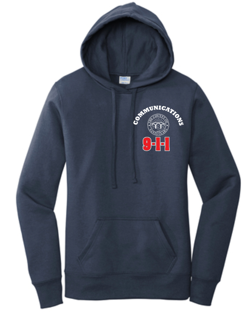 911 Screen Print Front & Back- Ladies Hooded Sweatshirt