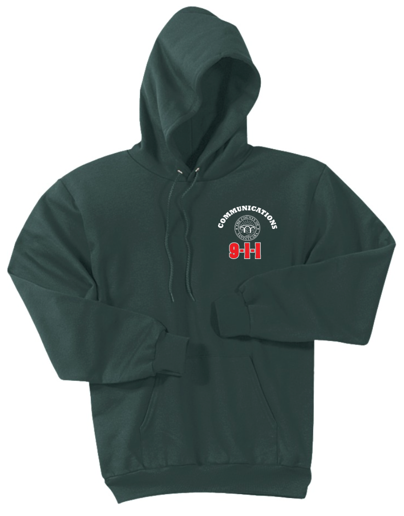 911 Screen Print Front & Back-Hooded Sweatshirt
