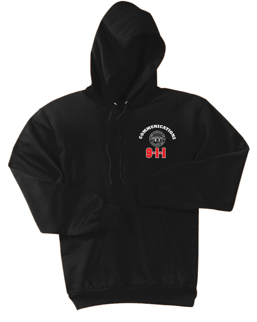 911 Screen Print Front & Back-Hooded Sweatshirt