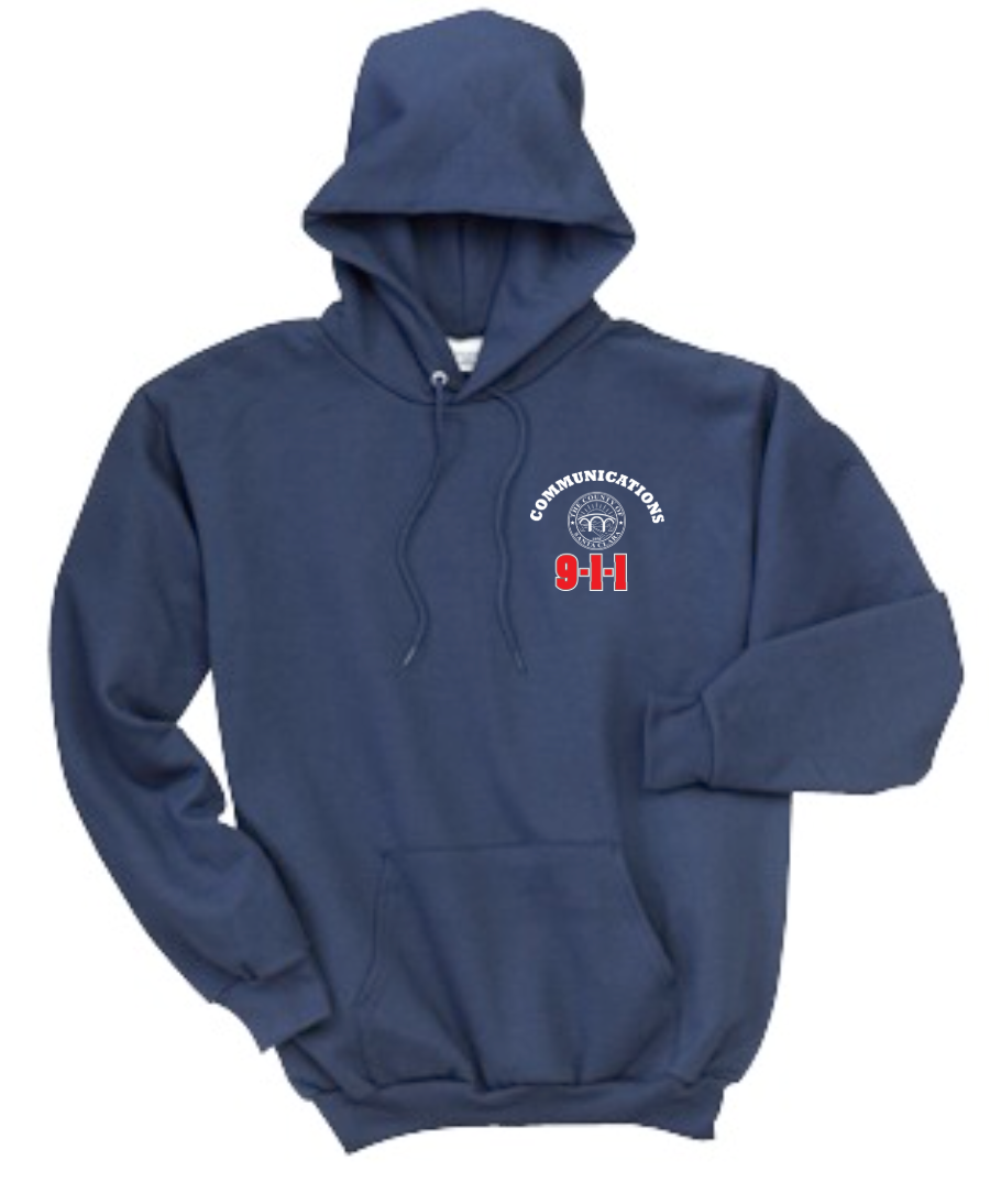 911 Screen Print Front & Back-Hooded Sweatshirt