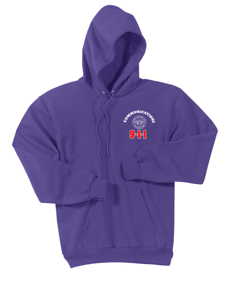 911 Screen Print Front & Back-Hooded Sweatshirt