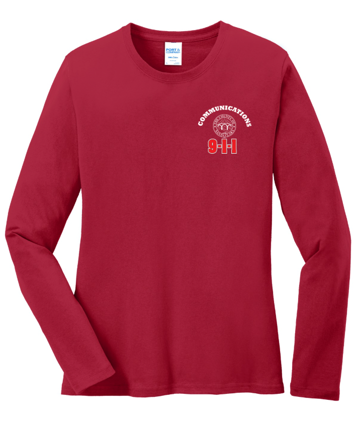 911 Screen Print Front & Back- Ladies Long Sleeve