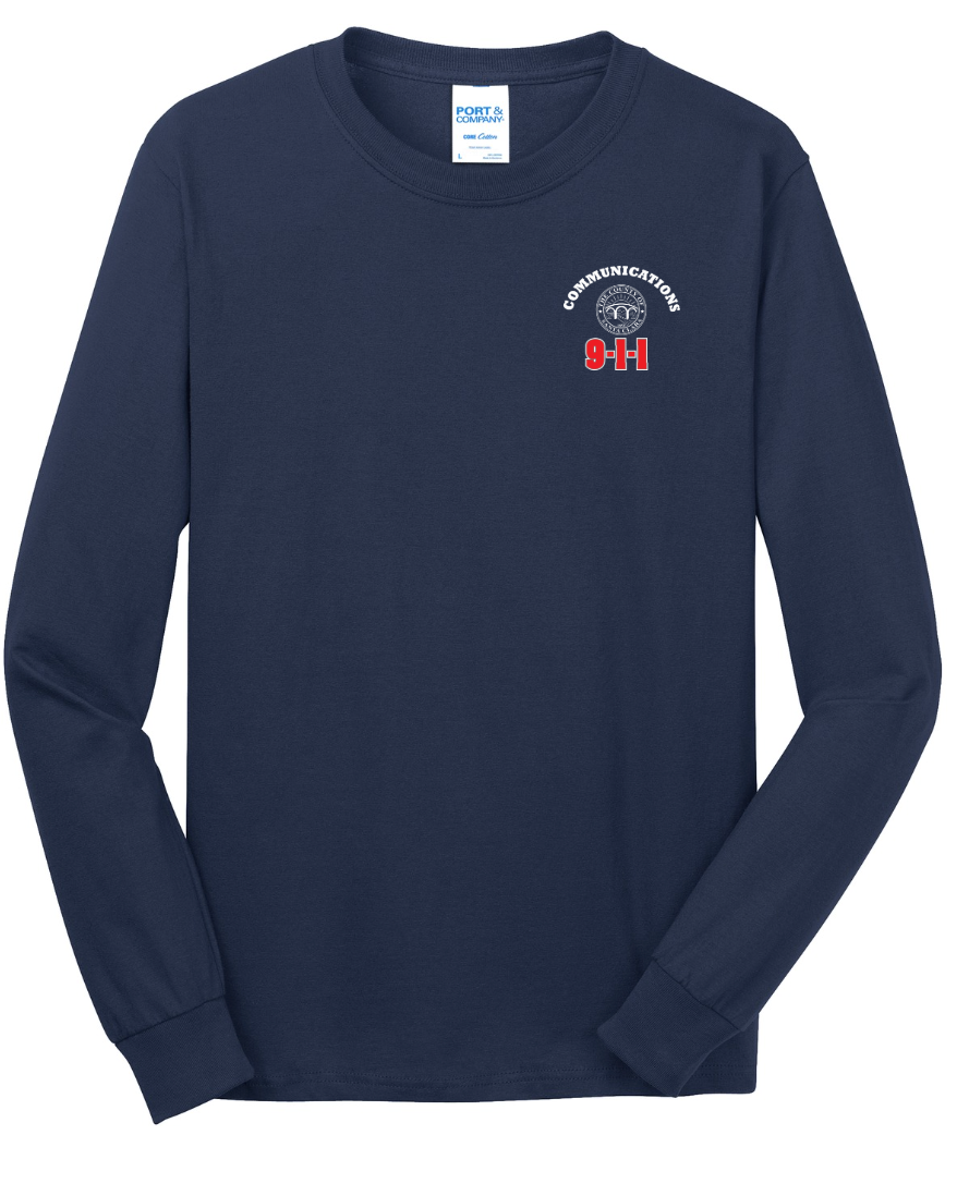 911 Screen Print Front & Back- Long Sleeve Tshirt