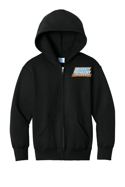 University Preparatory Academy Youth Full-zip Hooded Sweatshirt front