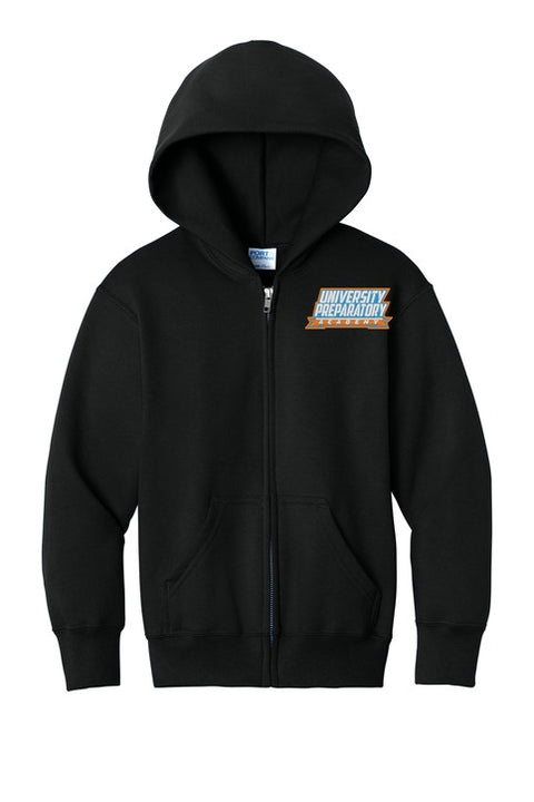 University Preparatory Academy Youth Full-zip Hooded Sweatshirt front