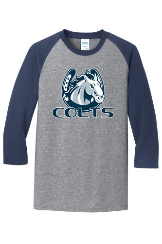 CPMS Faculty 50/50 Cotton/poly 3/4-sleeve Raglan T-shirt front