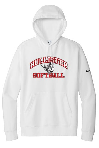Hollister High School Softball Nike Club Fleece Sleeve Swoosh Pullover Hoodie front