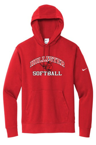 Hollister High School Softball Nike Club Fleece Sleeve Swoosh Pullover Hoodie front