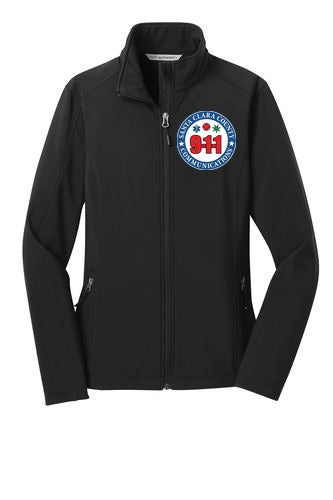 911 Embroidered Ladies Core Soft Shell Jacket front