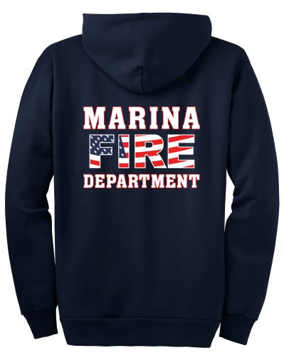 Marina Fire Department Ultimate Full-zip Hooded Sweatshirt back