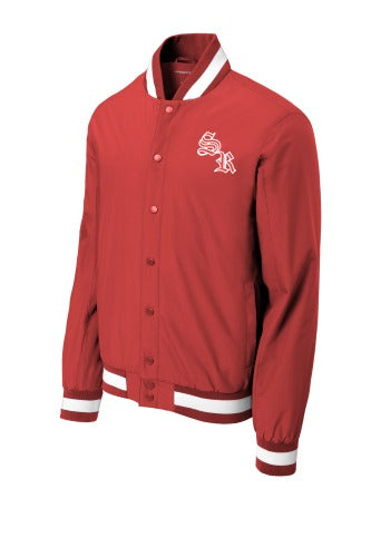 Scarlet Regiment Insulated Varsity Jacket front