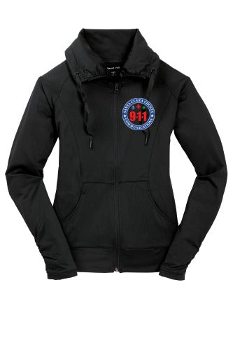 911 Tone On Tone Embroidered Ladies Sport-wick Stretch Full-zip Jacket front