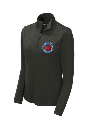 911 Tone On Tone Embroidered Ladies Endeavor 1/4-zip Pullover front