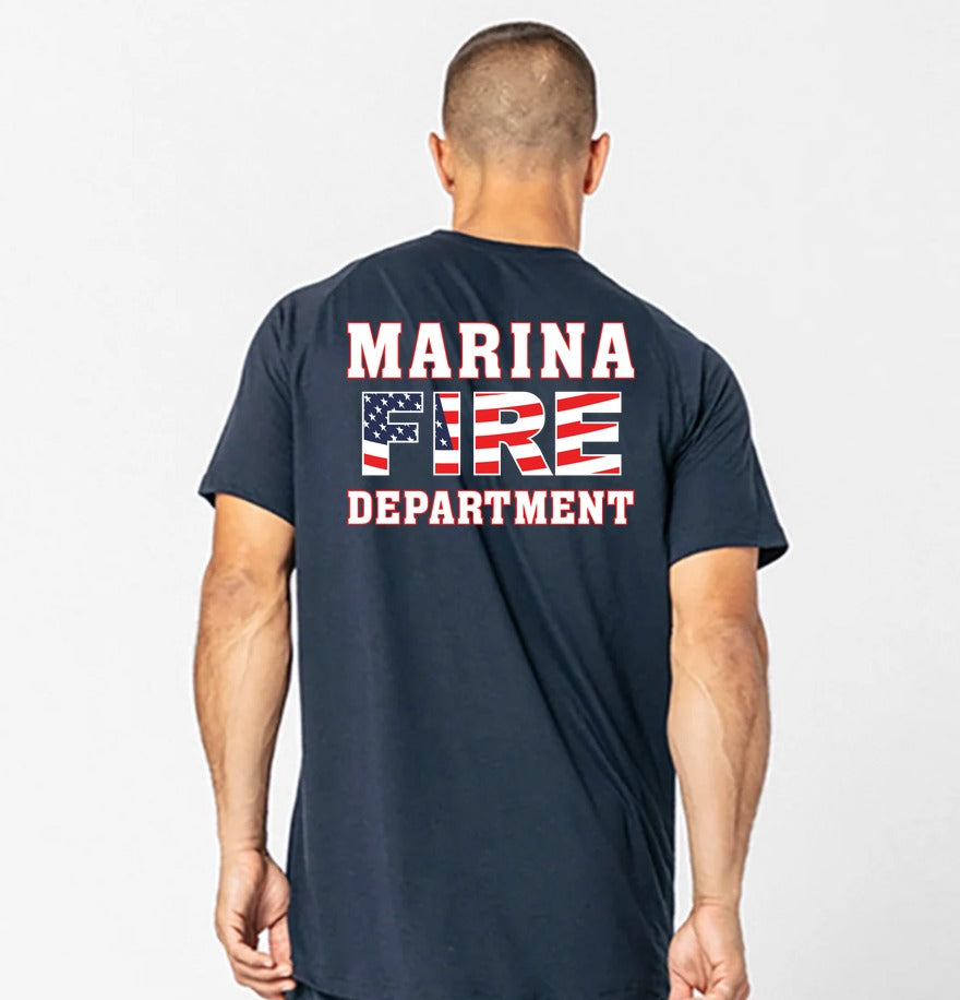 Marina Fire Department Navy Fr Ss Mens Performance Shirt Raglan Sleeve back