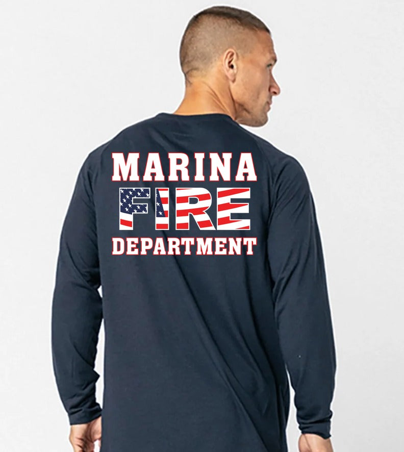 Marina Fire Department Fr Performance Ls Shirt- Raglan Sleeve back