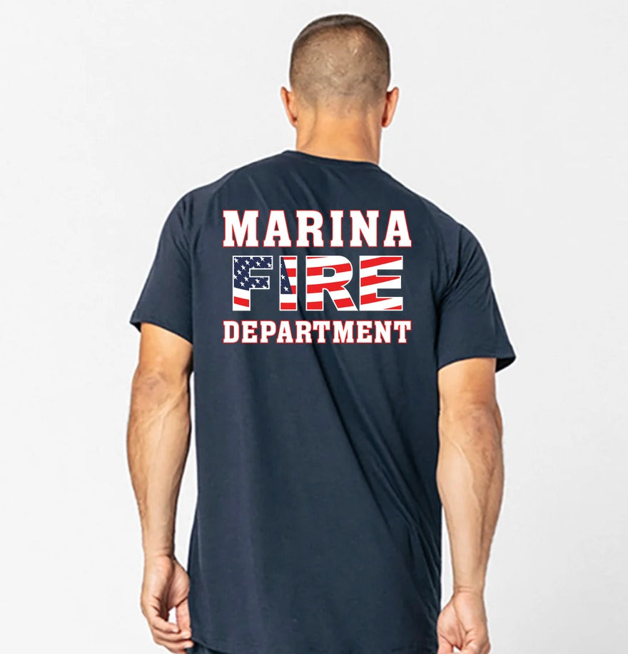 Marina Fire Department Fr Performance Ss Shirt Traditional Sleeve back