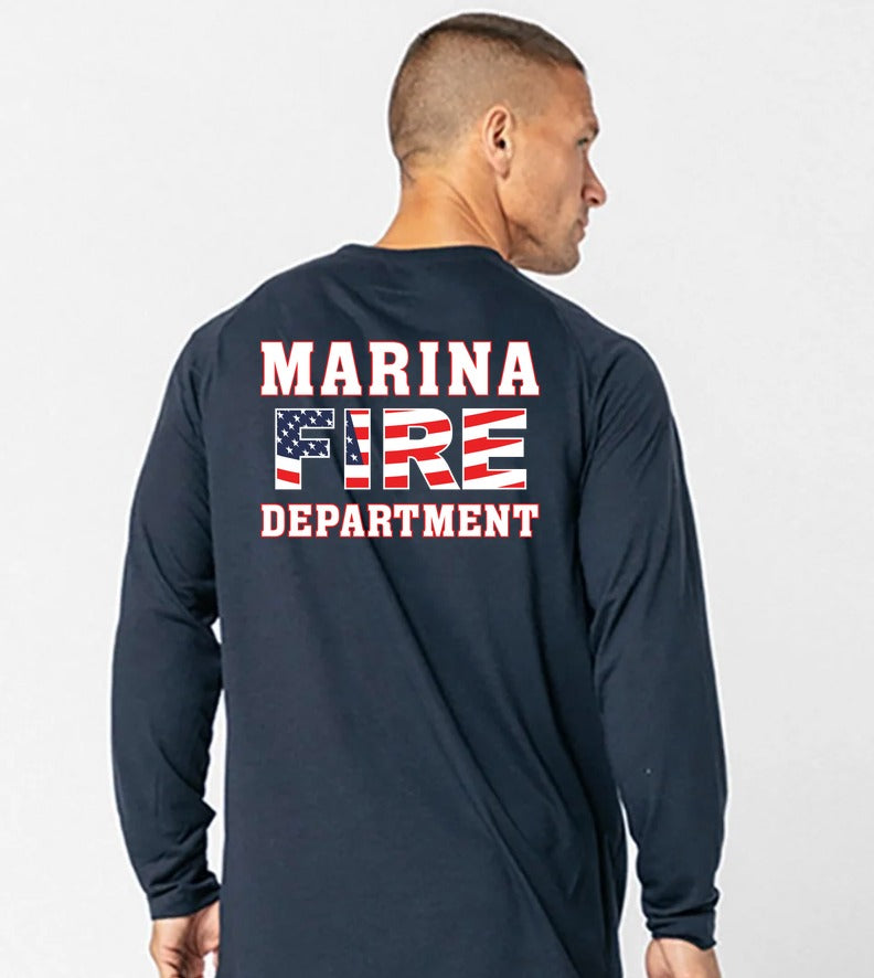 Marina Fire Department Fr Performance Ls Shirt Traditional Sleeve back